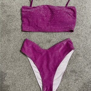 PINK Victoria's Secret Glittery Magenta Bikini Set